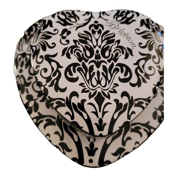 2 Brighton Jewerly Tins  Empty Black & White Hearts 1 Large 1 Small Valentine - Picture 4 of 5